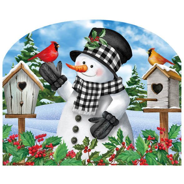 CHECKERED SNOWMAN ACRYLIC ART SIGN